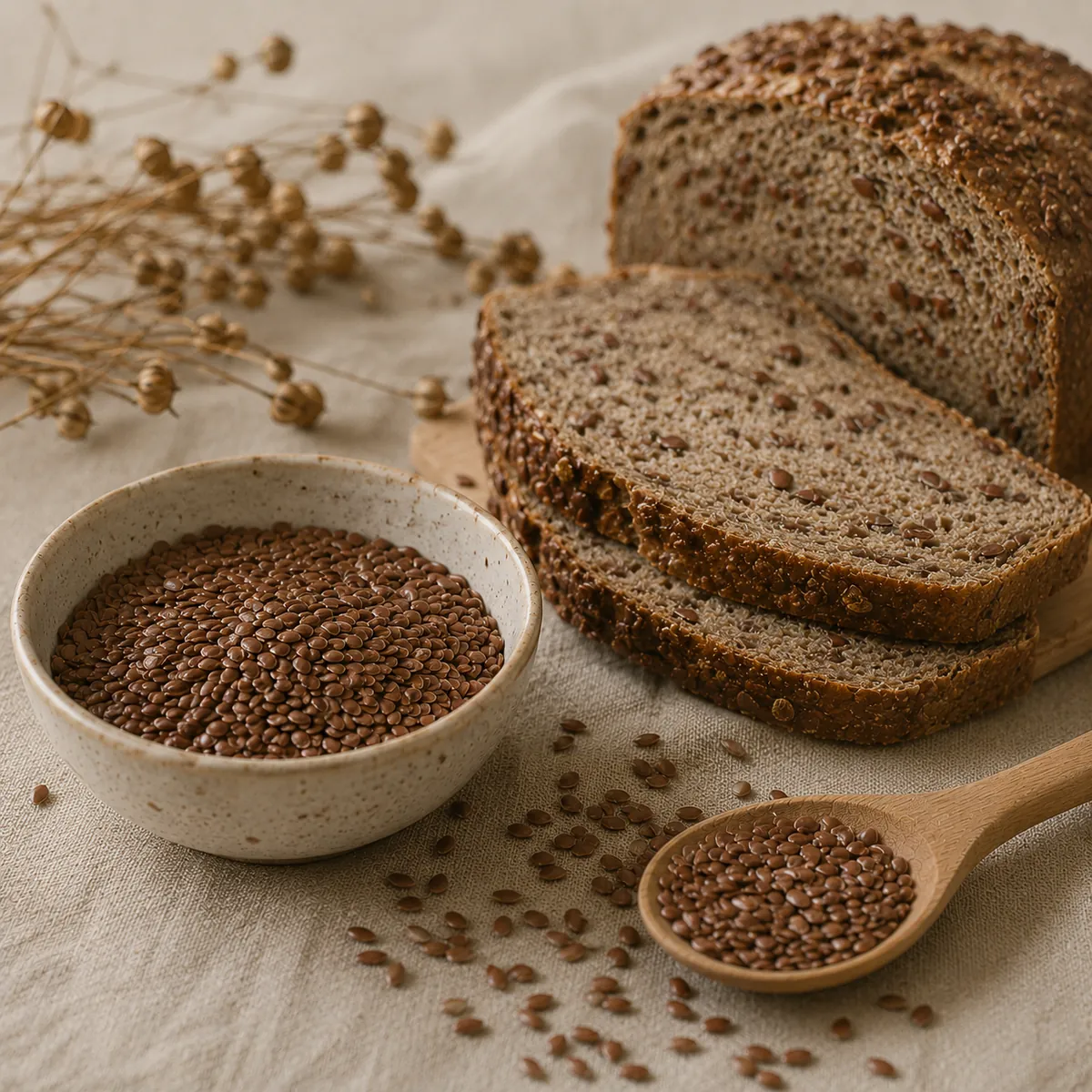 Flaxseed used in artisan bread baking, sourced from wholesale bulk supply
